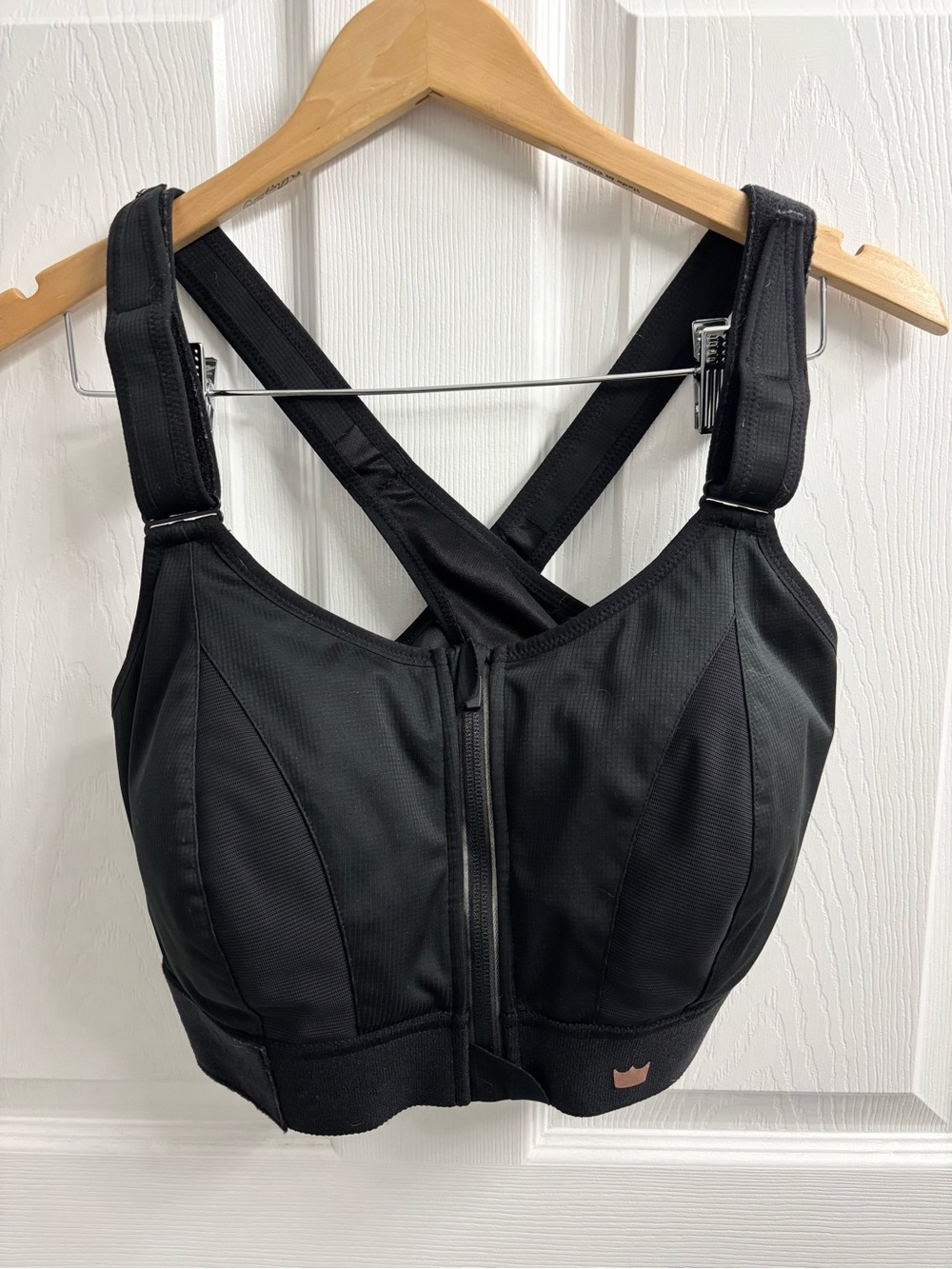 SheFit Ultimate Sports Bra 3Luxe Black High Impact Adjustable Straps Zip Front